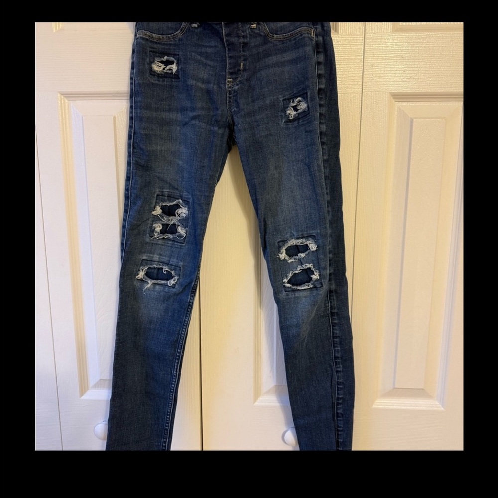 Abercrombie Kids Distressed Dark Blue Skinny Jeans - Picture 4 of 4